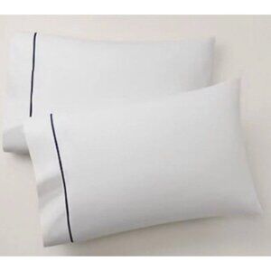 New Ralph Lauren Palmer Percale 2 King Pillowcases Organic Cotton Loft Gray